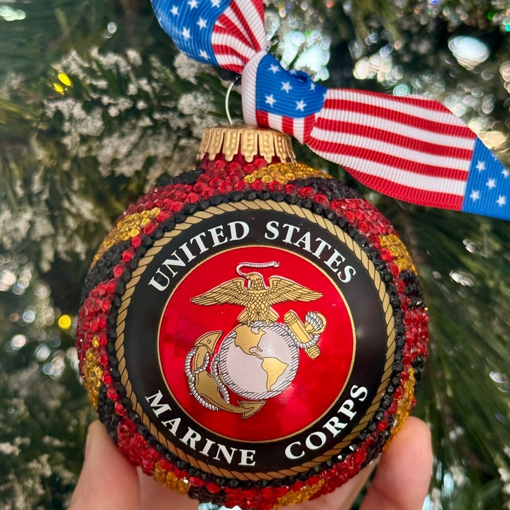 United States Marine Corps Holiday Ornament, Red, Gold, Christmas, Military Gift - Picture 6 of 10